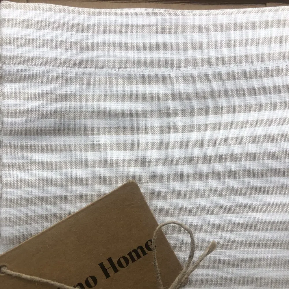 Solino Home Farmhouse Linen Table Runners Natural & White 14
